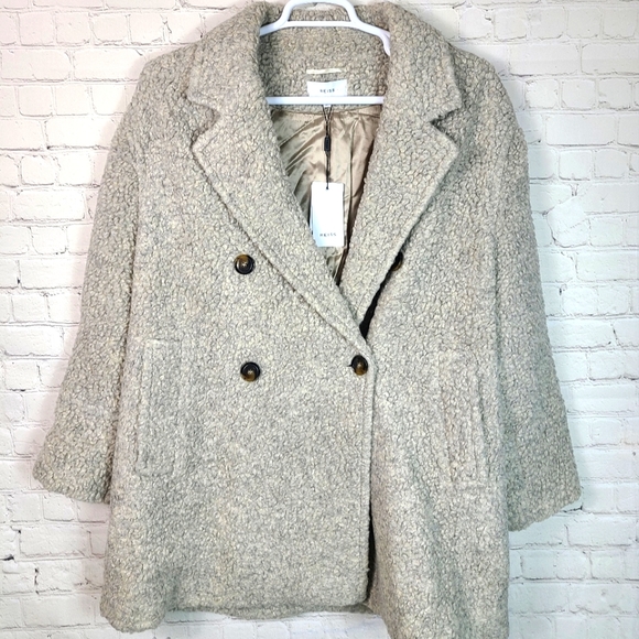 Reiss Women's Gray Wool Blend Teddy Coat size 12 - Picture 3 of 12